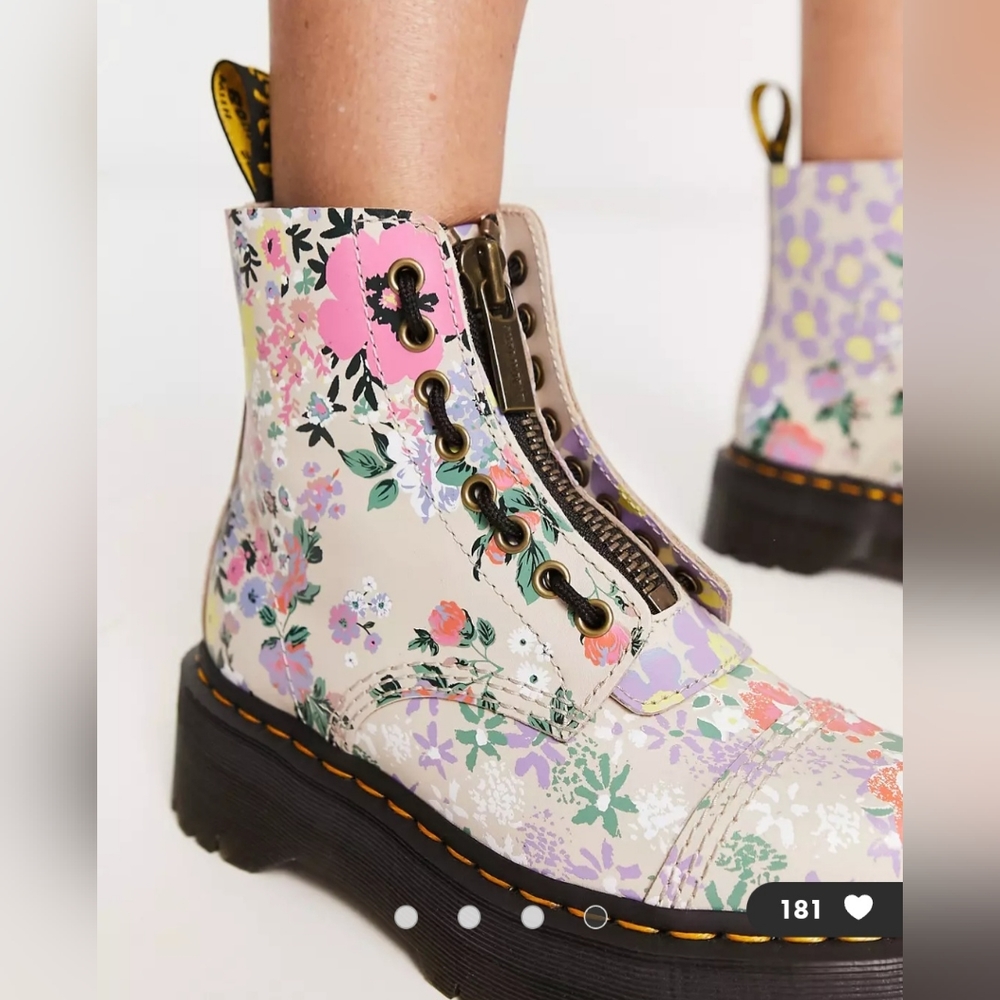 DR. MARTENS  SINCLAIR FLORAL MASH UP PLATFORM ANKLE BOOTS - Picture 2 of 15